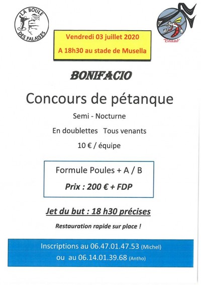 Concours de boules - La Boule des Falaises - Stade de Musella - Bonifacio